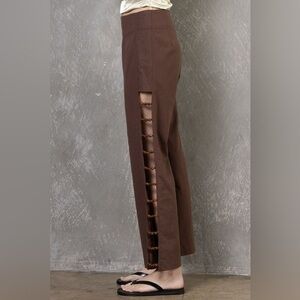 Beige Botany Brown Beaded Pants